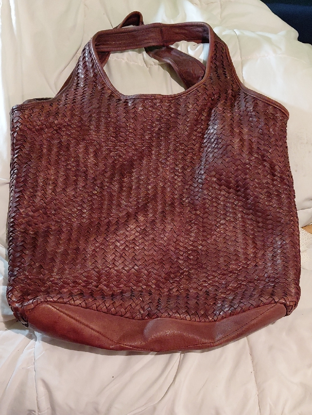 Platania Rich Woven Leather Tote Bag in Brown